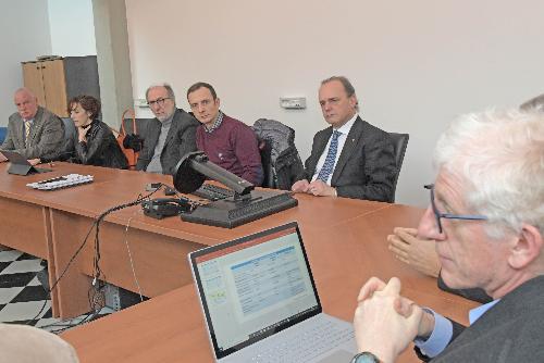 L'incontro stampa del governatore Massimiliano Fedriga e del vicegovernatore del delega alla Salute Riccardo Riccardi all'ospedale di Cattinara con gli esperti infettivologi sul tema del coronavirus